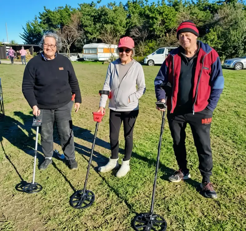 campers with metal detectors
