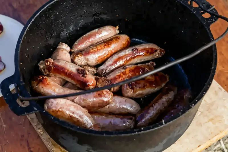 sausages in pot